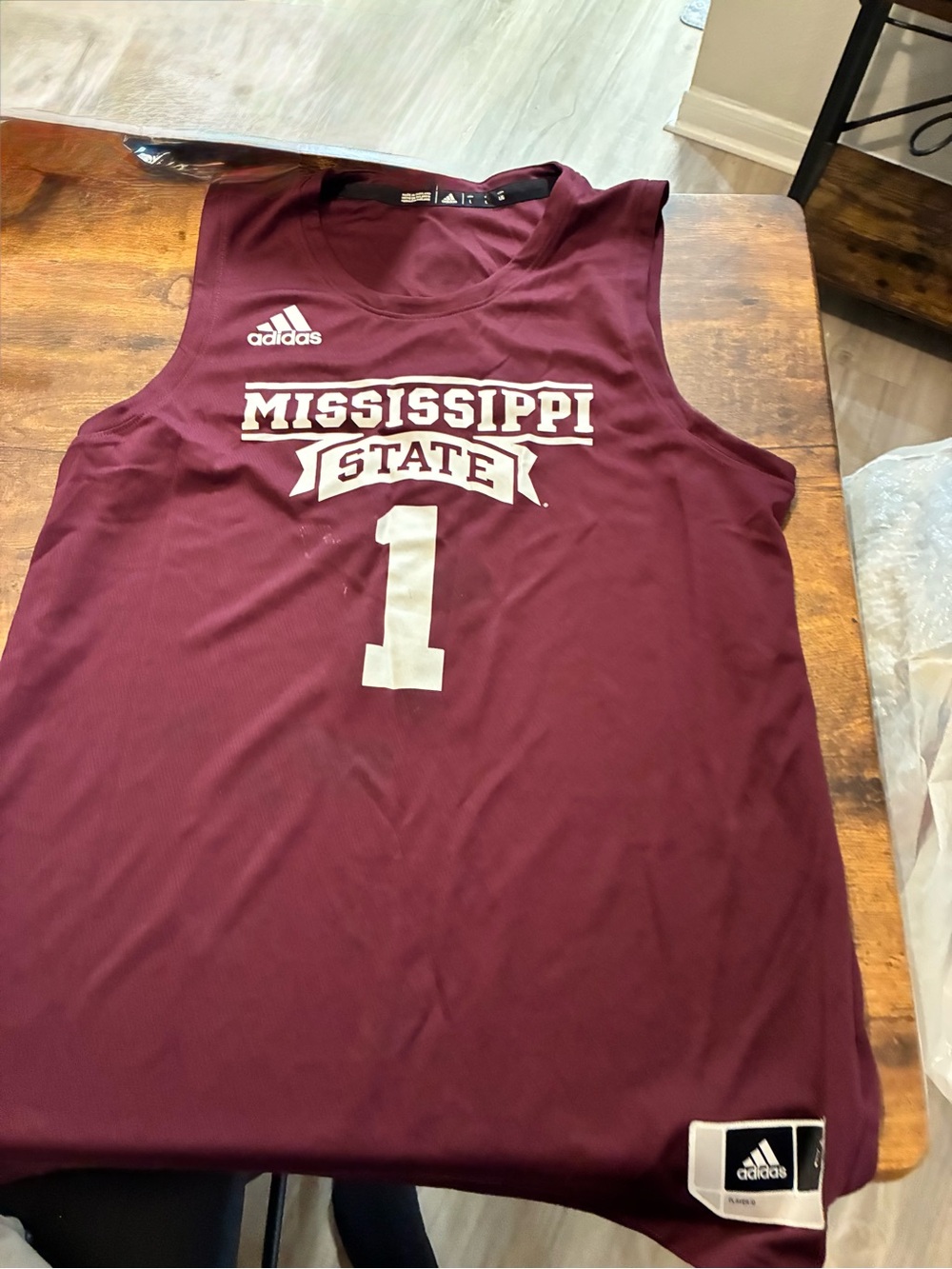 adidas Mississippi State Maroon Basketball Jersey #1